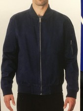 Lucky Brand Mens Large Garment Dyed Full Zip Bomber Jacket - Navy Blue