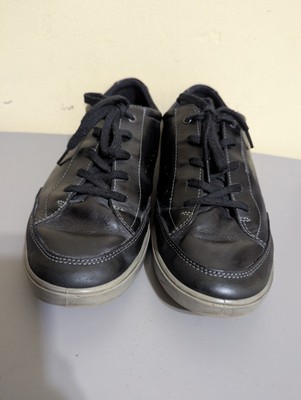 Ecco Men's Size EU 46 (US Sz 12) BLK Leather Lace Up  Sneakers, Made In Portugal