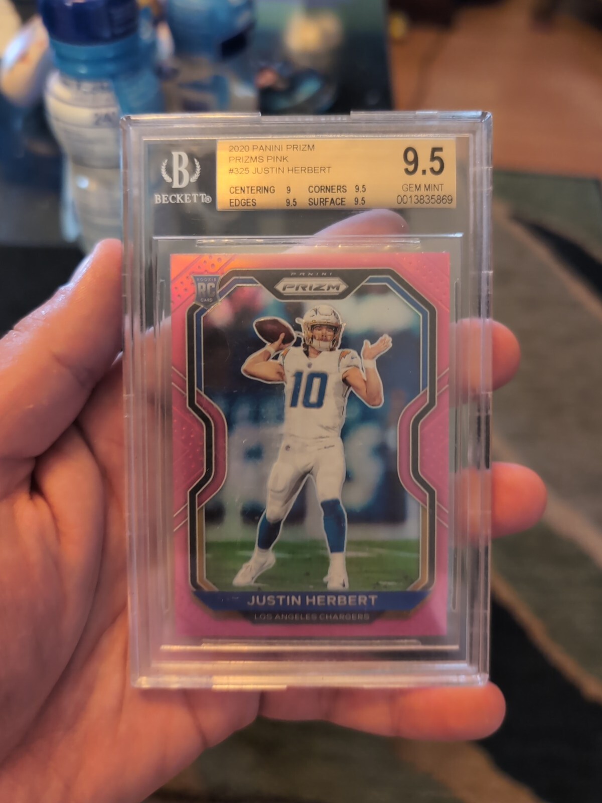 Justin Herbert BGS 9.5 GEM MINT 2020 Panini Prizm Pink Prizm RC #325