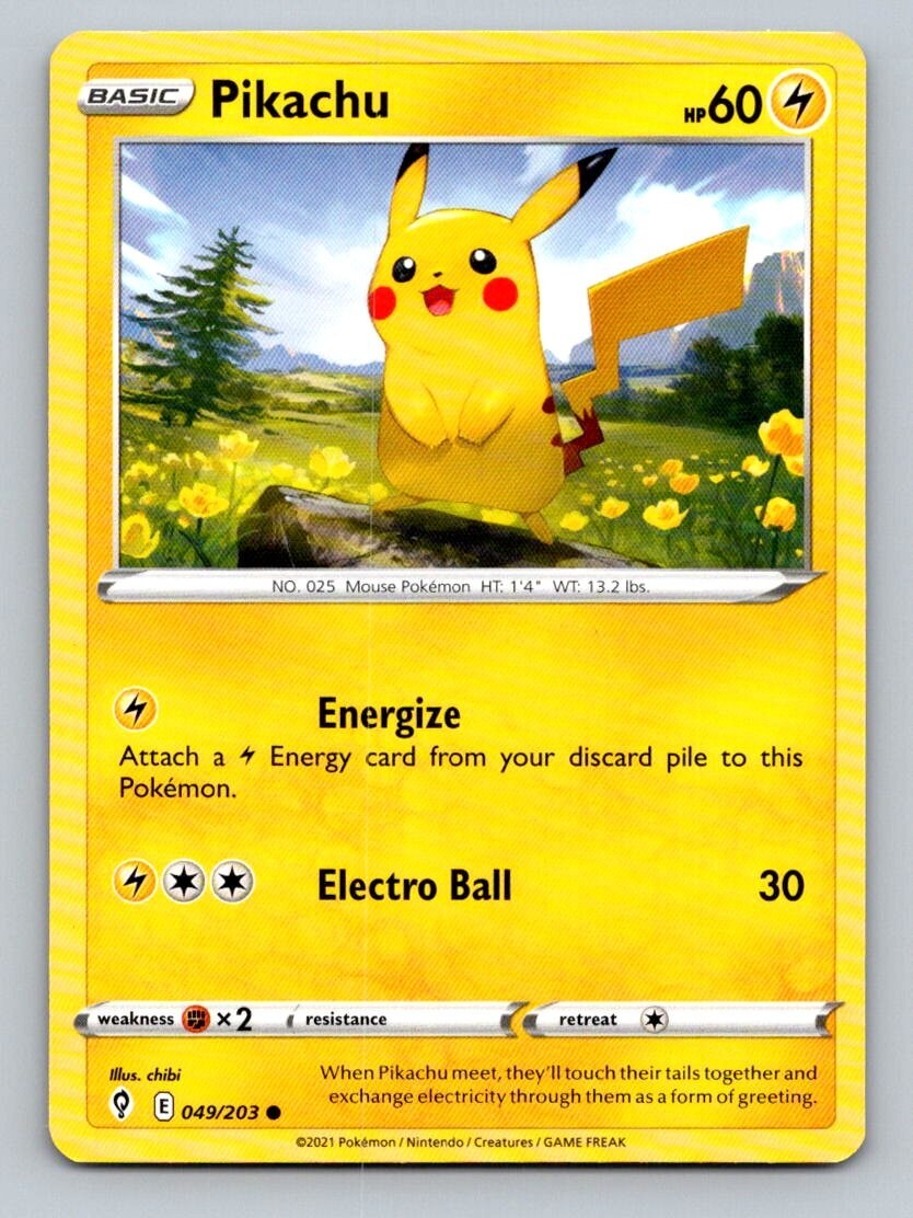 2021 Pokemon Card Evolving Skies Pikachu 49/203