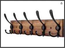 Kuhome Coat Rack Wall Mount Wooden Hat Rack for Wall Hooks Pine Real Wood Plank