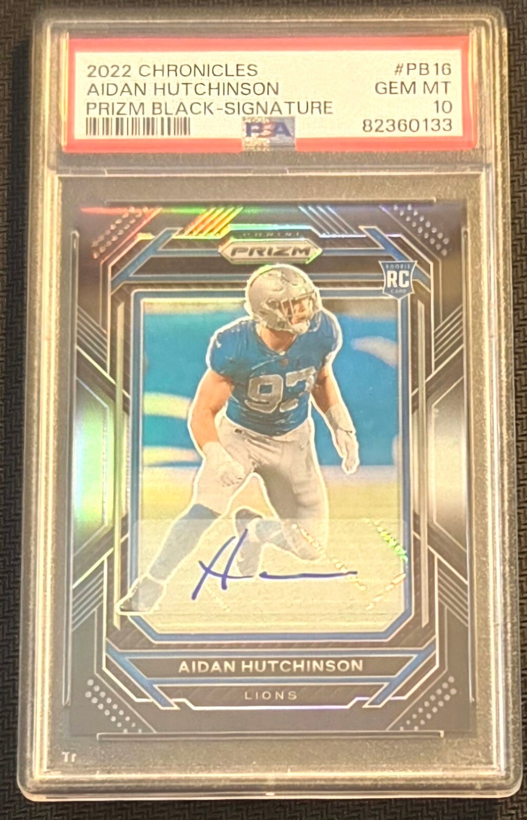 2022 Chronicles - Prizm Black Silver Auto Aidan Hutchinson #PB-16 (RC) PSA 10