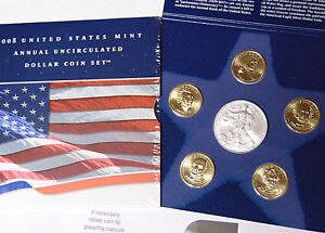 2008 US MINT ANNUAL UNCIRCULATED DOLLAR COIN SET w/Burnished Eagle Unopened