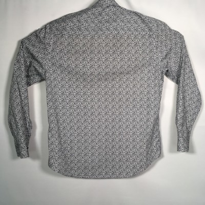 Topman Men's Sz. Large Button Down Shirt Black White Flower Burst