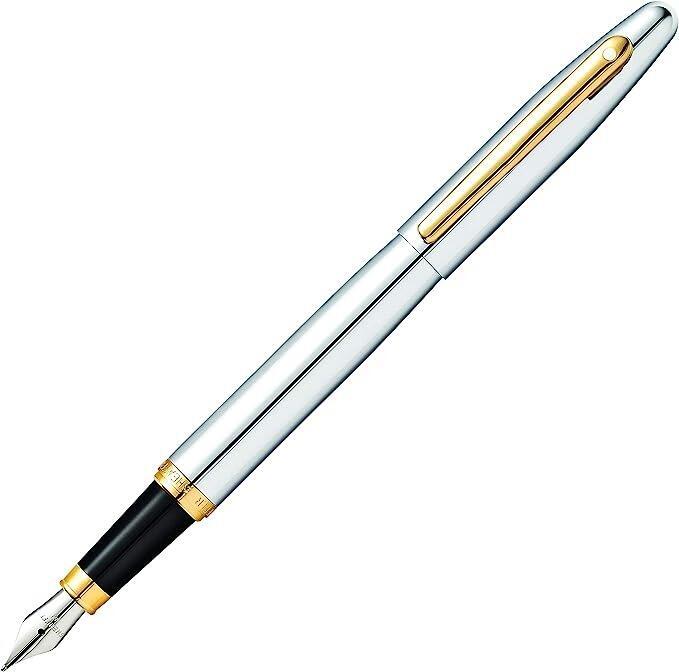 Sheaffer VFM Fountain Pen.  Polished Chrome with Gold Trim