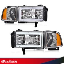 Chromeclear Amber Corner Led Drl Headlights Fit For Ram 1500 2500 3500 94-02 Chromeclear Amber Corner Led Drl Headlights Fit For Ram 1500 2500 3500 94-02