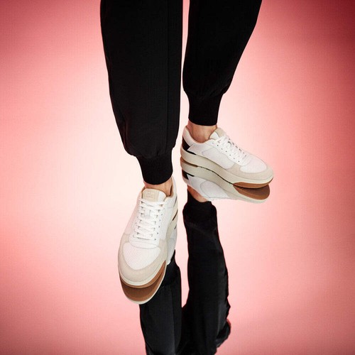 FitFlop HE6-328 Rally Evo Ladies Urban White & Black Suede Lace Up Trainers - 第 9/22 張圖片