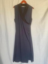Size XL T TAHARI Black Navy Blue Stretch Stretch Sleeveless Knee BodyCon Dress
