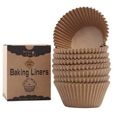 200 Pcs Natural Cupcake Liners Non-Stick Greaseproof Muffin Liners for Baking
