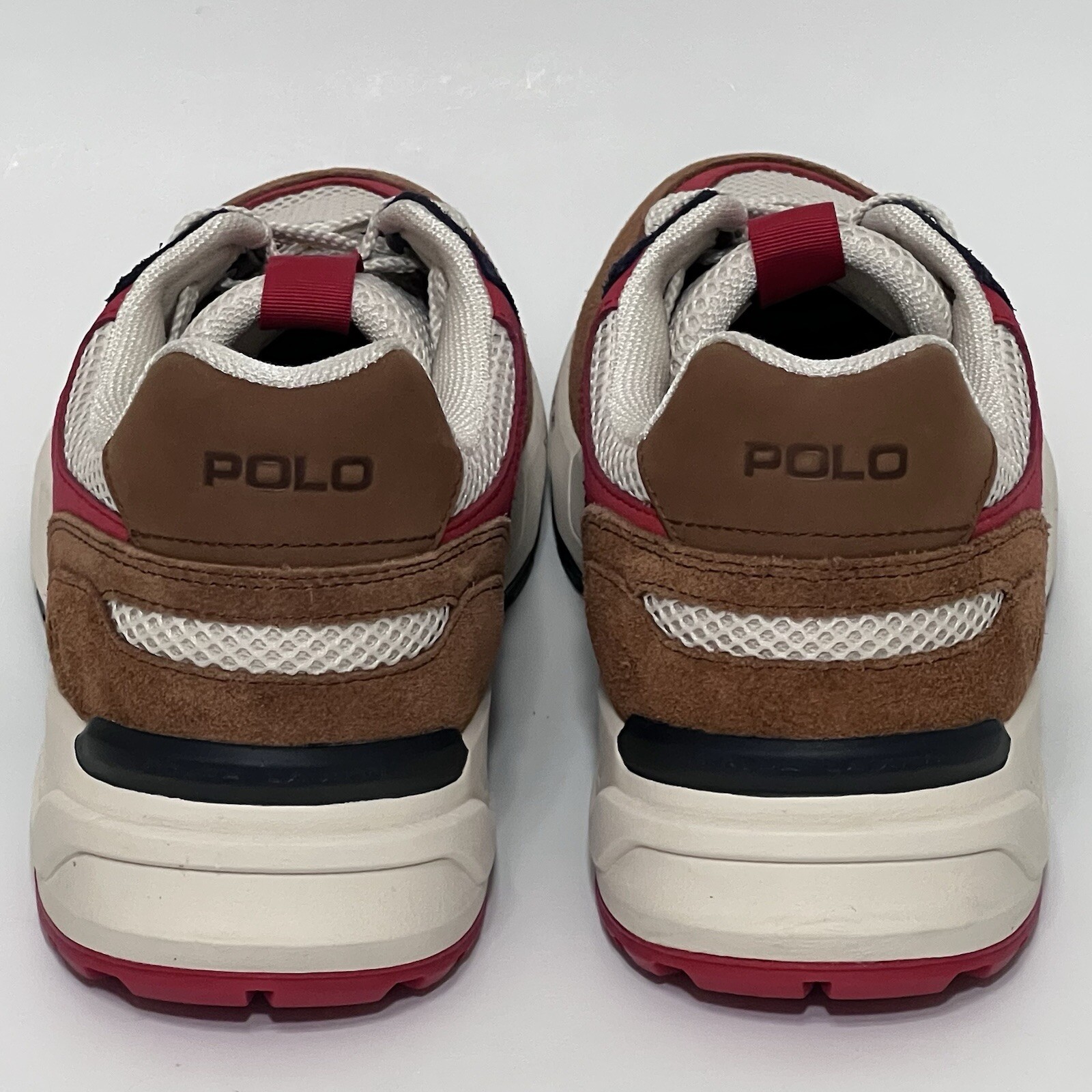 PONY Polo Ralph Lauren JGR scarpe sportive scamosciate maglia marrone verde sneaker uomo 11 5