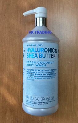 SMITH & McCLOUD ~HYALURONIC & SHEA Ultra Hydrating FRESH COCONUT BODY WASH 960ml