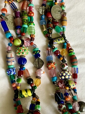 Vintage Handmade boho beaded belt Murano beads amazing piece rare find​​ Vintage Handmade boho beaded belt Murano Czech beads amazing  main image 3