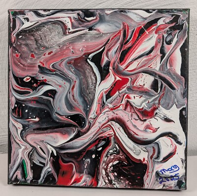 Original Abstraktes Gemälde Öl auf Leinwand Frühling Fantasy Nr. 7 am Rand 8 x 8 Zoll