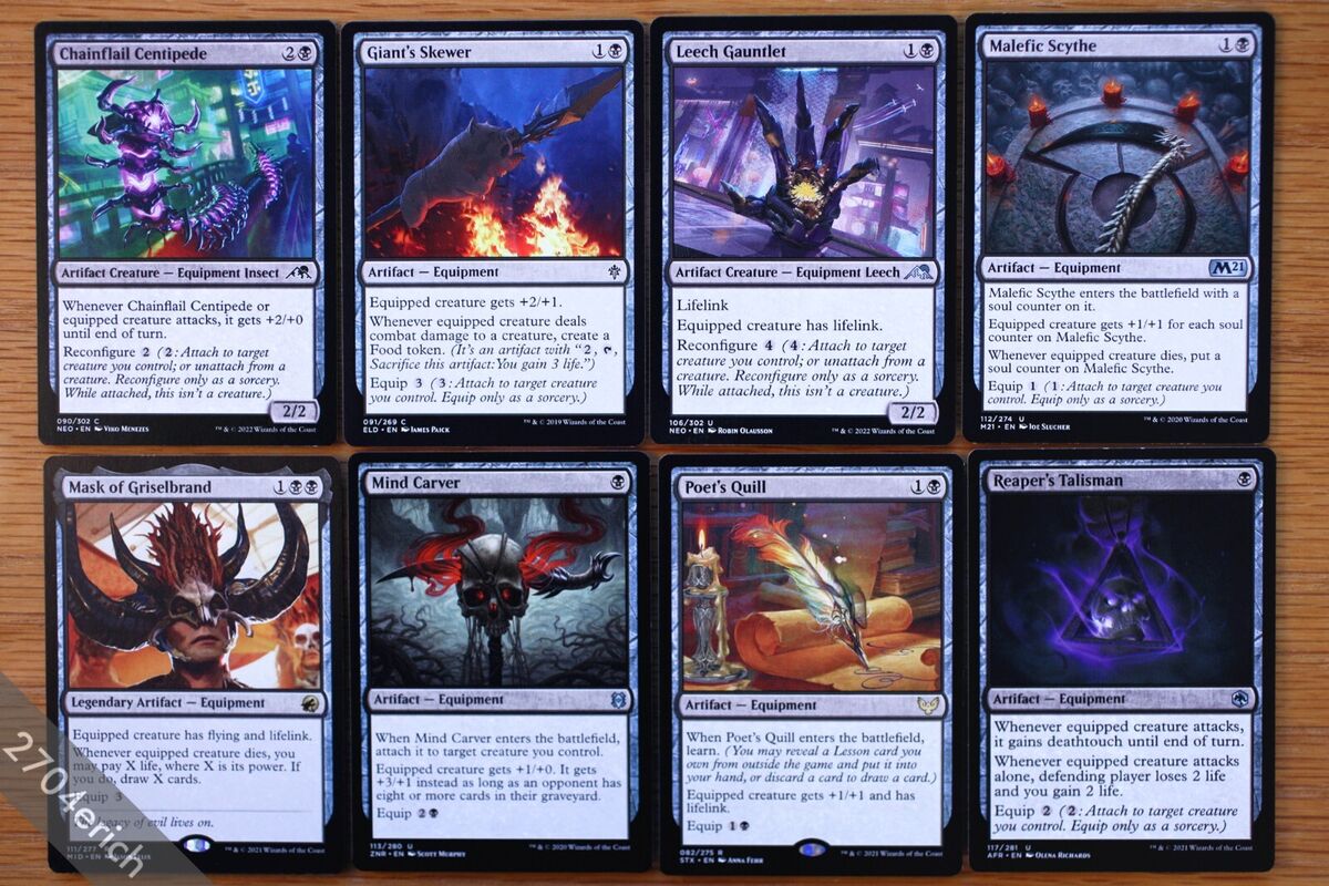 Set of 8 Commander Black Equipment Artifacts *NM* Magic MTG Set of 8 Commander Black Equipment Artifacts *NM* Magic MTG