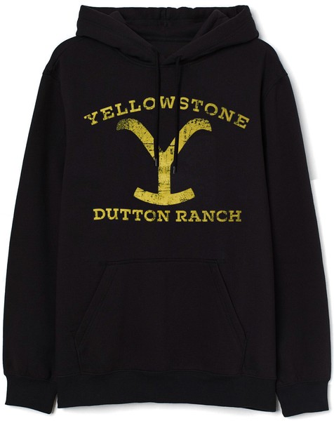 Yellowstone Dutton Ranch GroßEs Logo Herren Pullover Kapuzenpullover, Schwarz-image