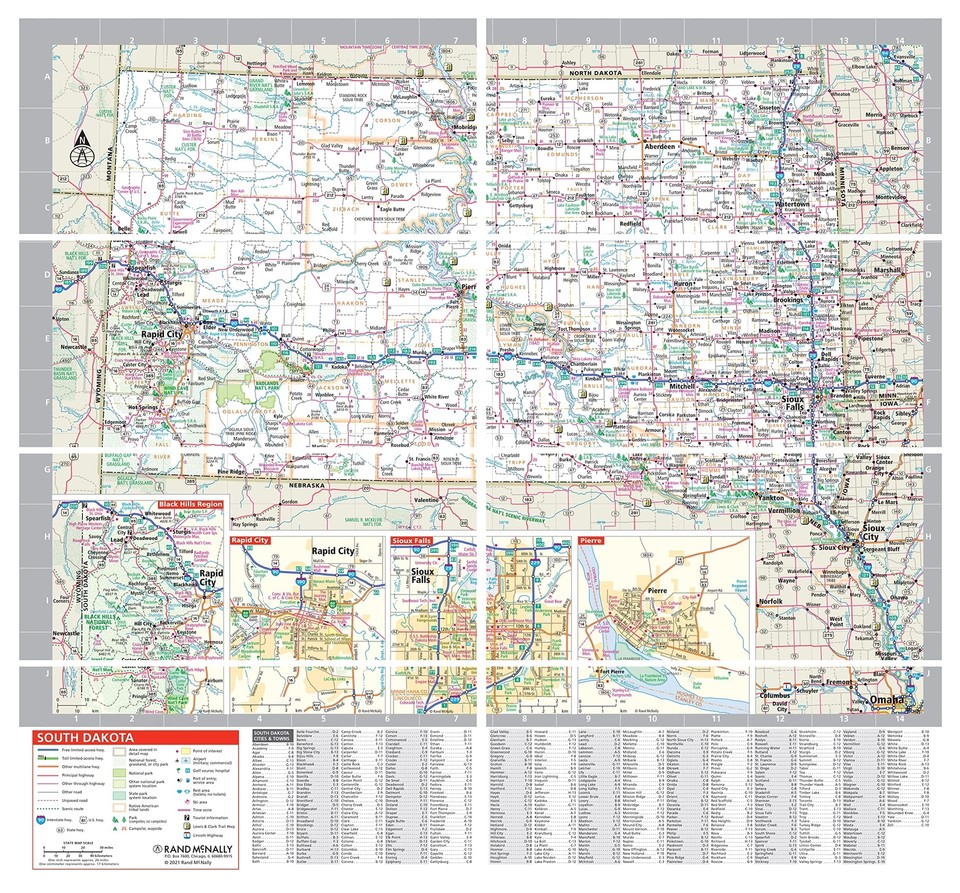 Rand McNally Easy to Fold North Dakota, South Dakota Laminated Map eBay