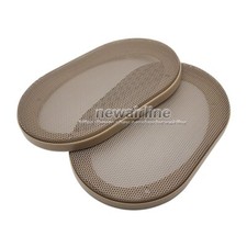 2pcs 4"x6" inch Audio Speaker Cover Decorative Circle Metal Mesh Grille Khaki
