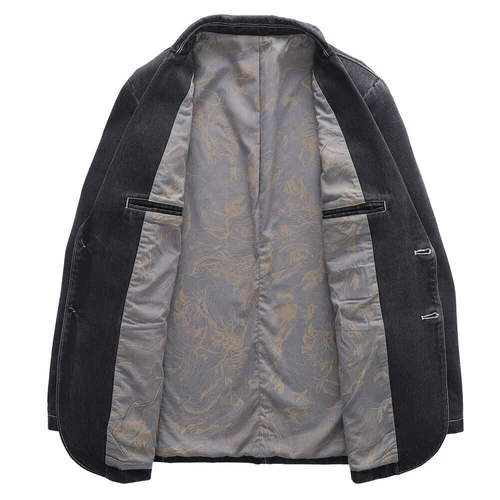 Blazer informal para hombre Traje Chaqueta Algodón envejecido Prendas exteriores Mangas largas Abrigo ajustado - Imagen 3 de 26