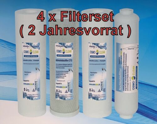 4 x Filtersatz für 5-stufige Umkehrosmose z.B 300 / 500 GPD 10 Zoll Osmoclean - Bild 1 von 2