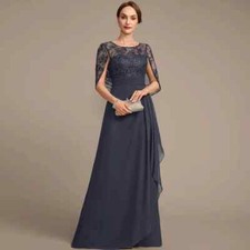 Scoop Neck Mother of the Bride Dresses Appliques Chiffon Wedding Party Gowns New