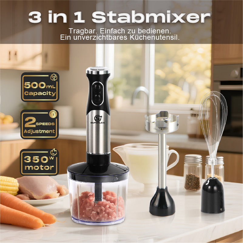 SUPERLEX Stabmixer Hand Blender Pürierstab Pürierer Püriergerät Mixer 600W
