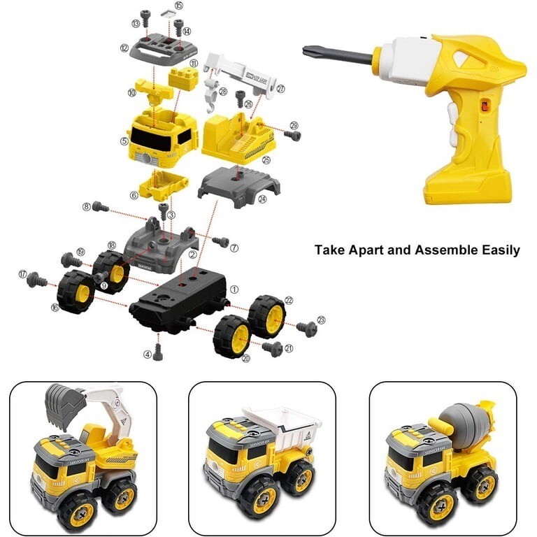 Take Apart Truck Toys With Electric Drill, Rc Car In