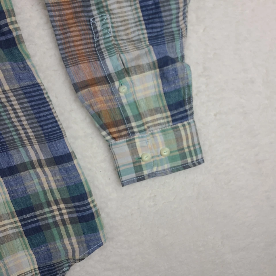 Tommy Bahama Shirt Mens Large Blue Green Orange Plaid Linen Dress Button Up - Image 2 of 4