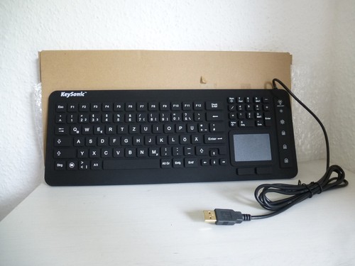 Keysonic KSK-6231 INEL DE-Layout Silikontastatur Touchpad und Beleuchtung QWERTZ