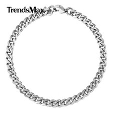 5mm Curb Cuban Link Anklet Silver Stainless Steel Chain Unisex Halloween Gift