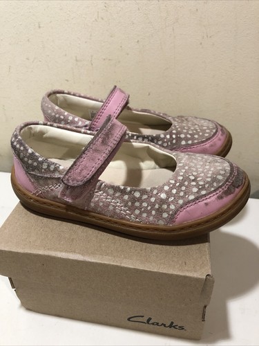 Clarks Kids Kinder Mädchen Kleinkinder Riemchenschuhe UK Größe 9F rosa Flash Streifen - Bild 3 von 7