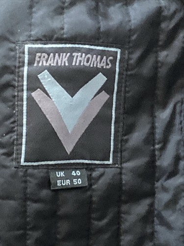 FRANK THOMAS LEATHER BIKERS JACKET VGC Size Uk 40 Zip Out Inner Armoured - Picture 18 of 18