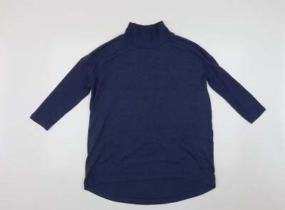 Marks and Spencer Damen Blau Hochgeschlossen Polyestermischung Pullover Größe 10