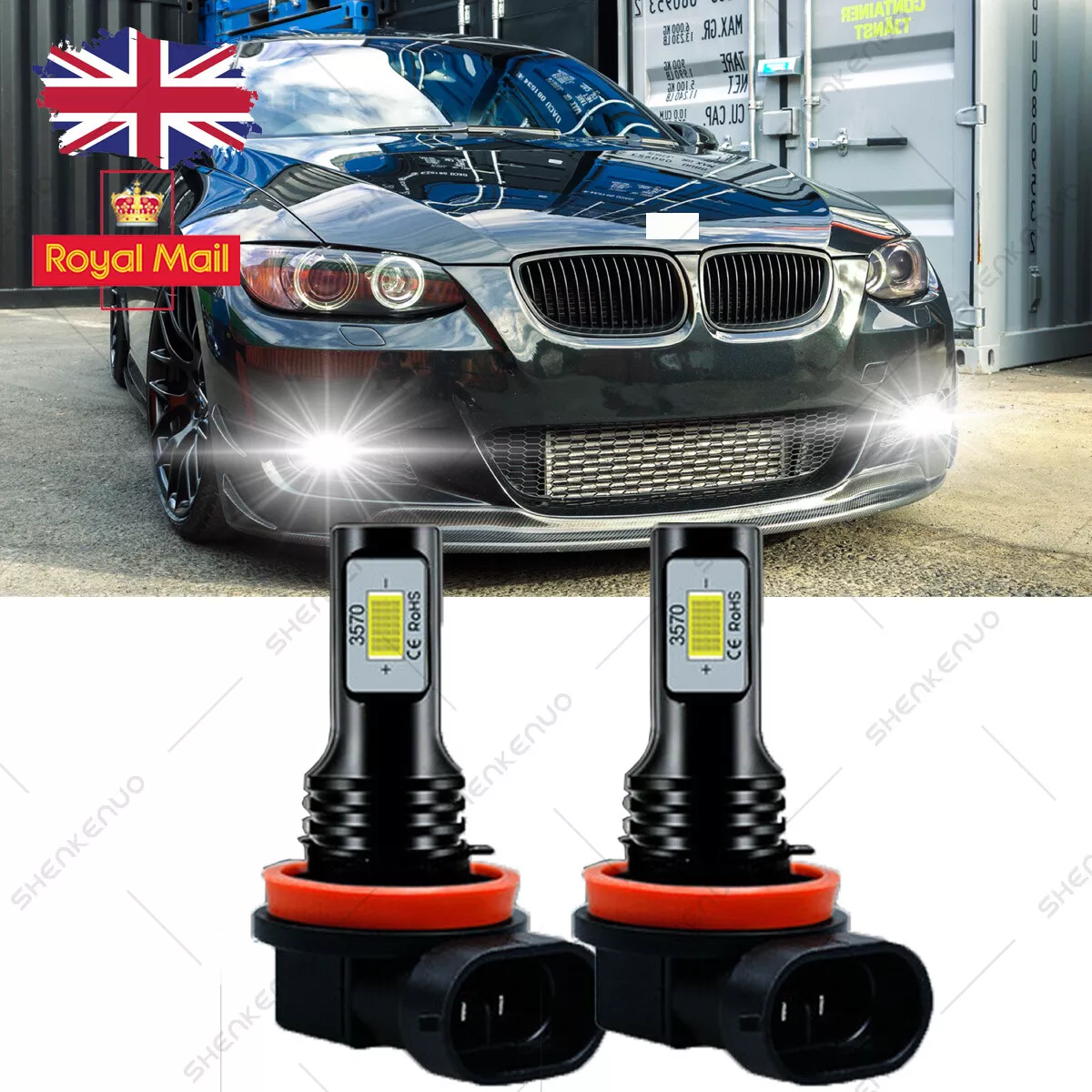 For BMW F30 K1 2PC H8 H11 3570 Front LED Fog light Bulbs 6000K Kit UK STOCK