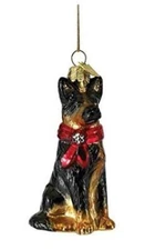 Quality Glass GERMAN SHEPHERD III Blown Glass Dog Breed Christmas Ornament