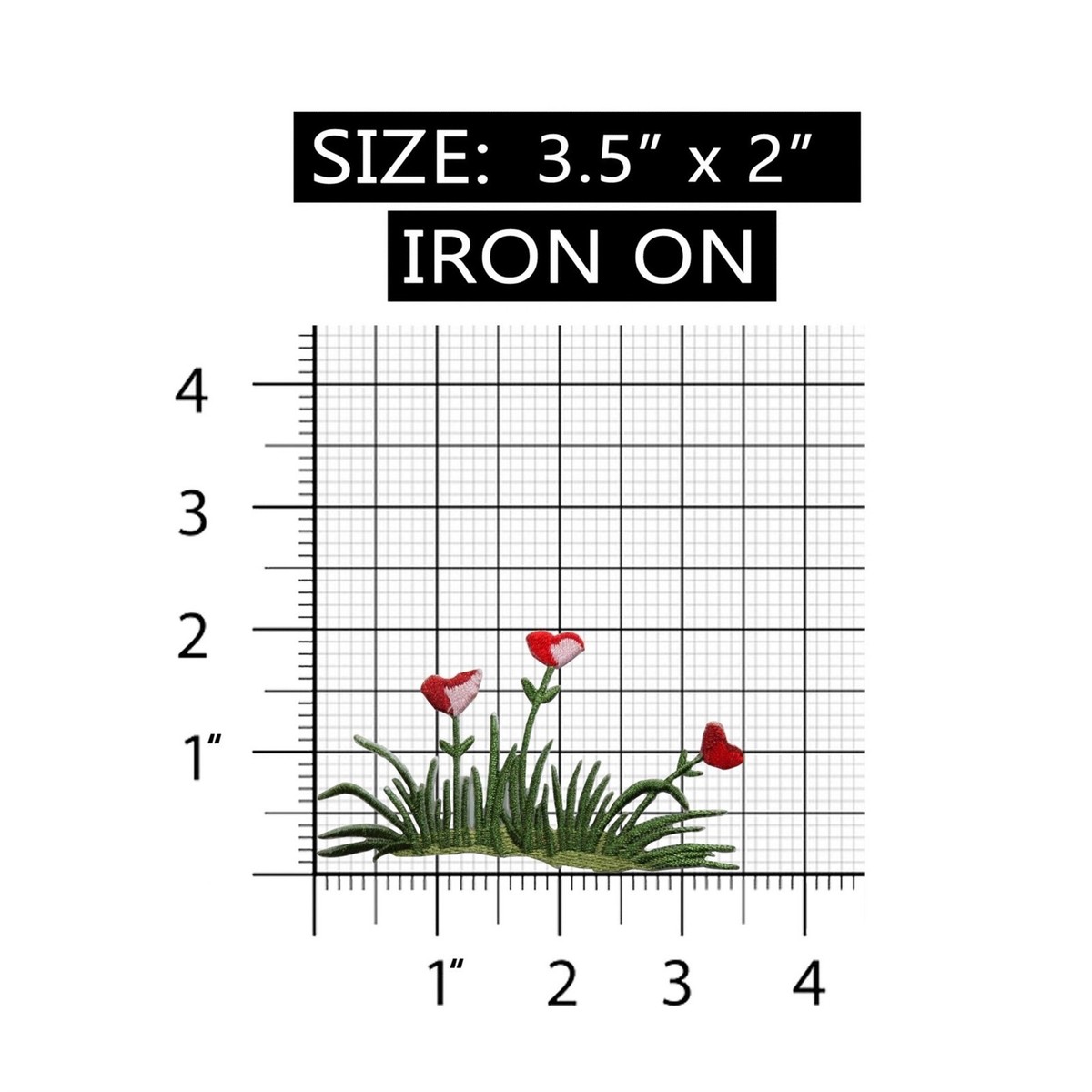 ID 7013 Heart Tulip Flower Bush Patch Garden Love Embroidered Iron
