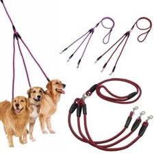 Triple 3 Way Rope Dog Pet Lead Leash Handle Splitter Coupler Clip for Collar