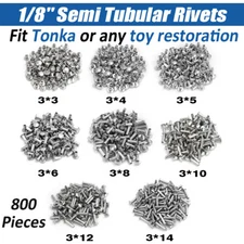 For Tonka Semi Tubular Rivets 1/8" Diameter Super Assortment Toy Parts 800 Piece