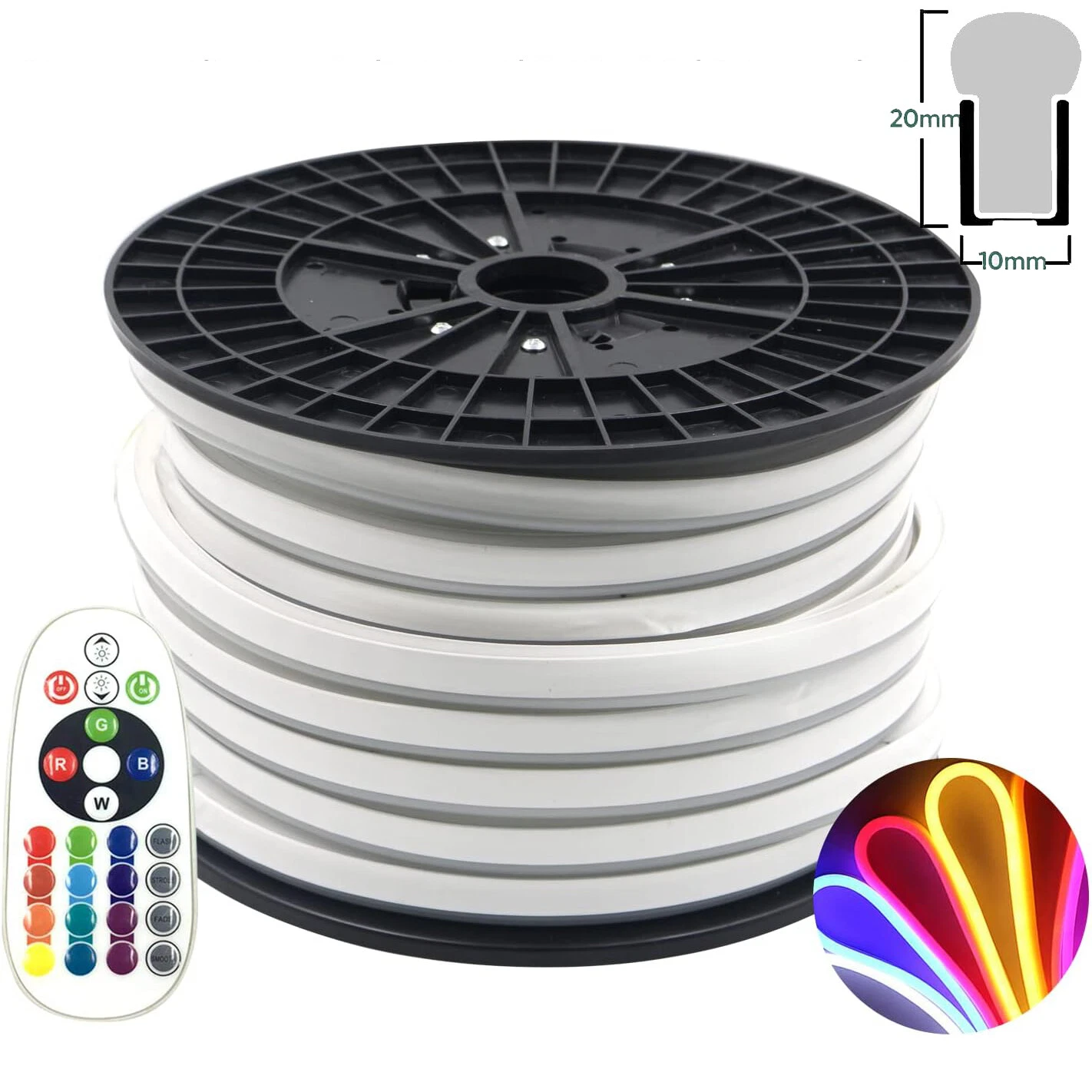 16.4ft 12V RGB LED Neon Rope Light Strip Waterproof Boat Car Store AD Sign Decor