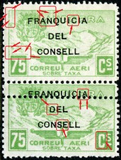 ANDORRE ESPAGNOL SURTAXE AÉRIENNE (Maury) N° 2C NEUF** NON ÉMIS Variété (7)