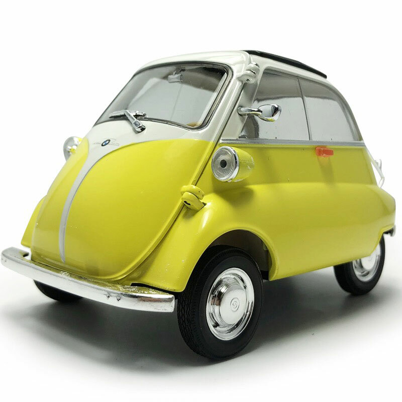 1:18 1955 BMW Isetta Model Car Diecast Toys for Boys Kids Gift Collection Yellow