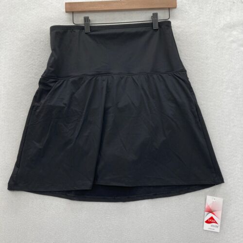 Lands End Swim Skirt UPF 50+ Sun Protection Beach Cover Up Black Women's 16 NWT