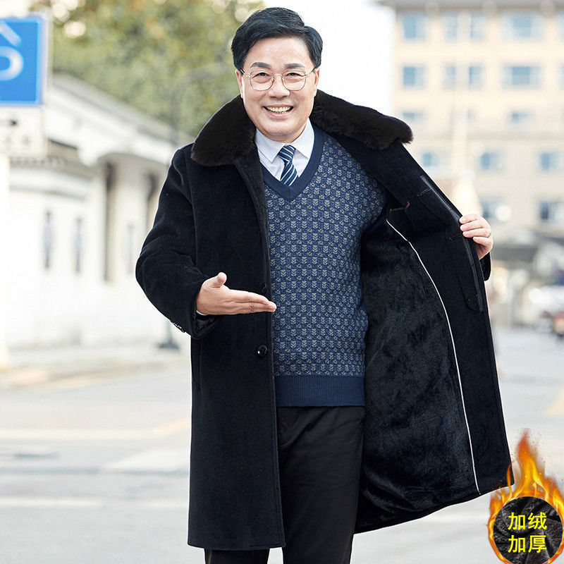 Woolen Woolen Coat Middle-aged Men's Jacket Thickened Autumn and Winter Men's Short Jacket