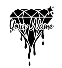Custom Vinyl Name Diamond Drip Lettering Decal Sticker Personalized Wall Window