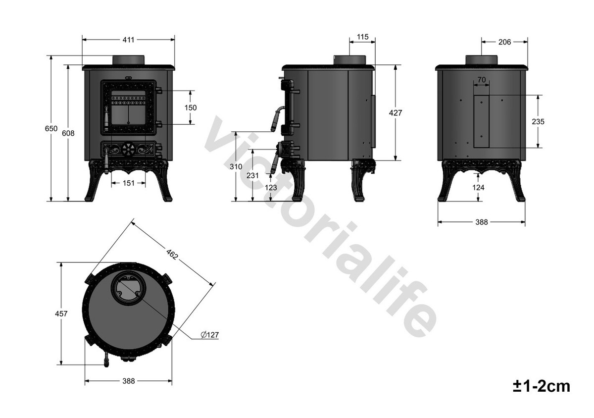5KW Woodburning Stove Log Burner Cast Iron Fireplace Black Defra Eco Design  | eBay