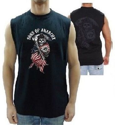 Authentic Sons Of Anarchy American Flag Reaper Soa Samcro Muscle Biker T Shirt M