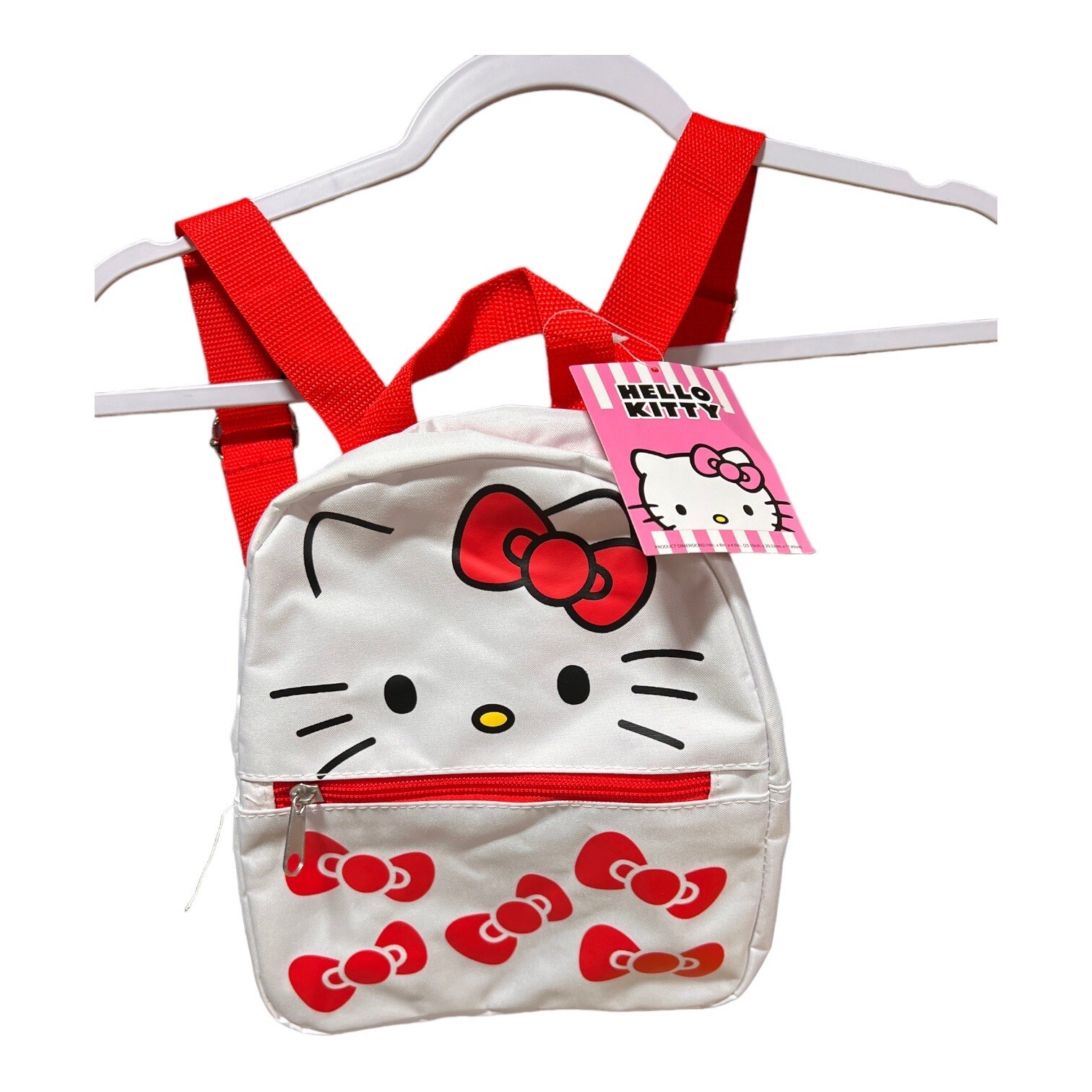 Hello Kitty Signature Bow Face and Cinnammon Ear Design Vinyl Backpack One Size