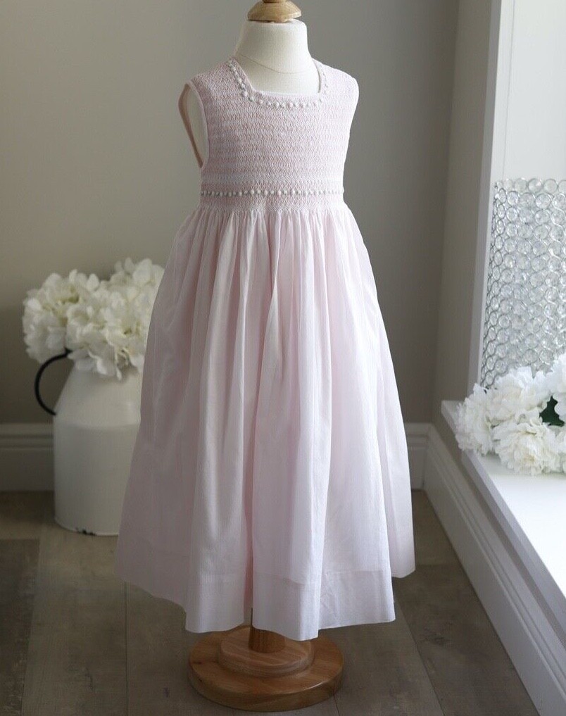 Strasburg Dress Pastel Pink Smocked with Embroidery Cotton Dress Girl Size 5 Strasburg Dress Pastel Pink Smocked with Embroidery Cotton Dress Girl Size 5