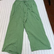 Jams World Womens XS Basil Green Pull On Drawstring Beach Capri Crop Pants