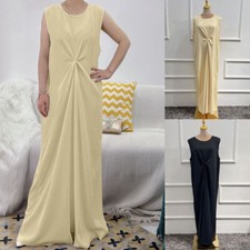 Women Long Maxi Dress Under Inner Abaya Muslim Kaftan Dubai Party Gown Caftan