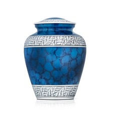 Classic Urns and Memorials Blue Silver Urn - Jar with Lid and Black Case